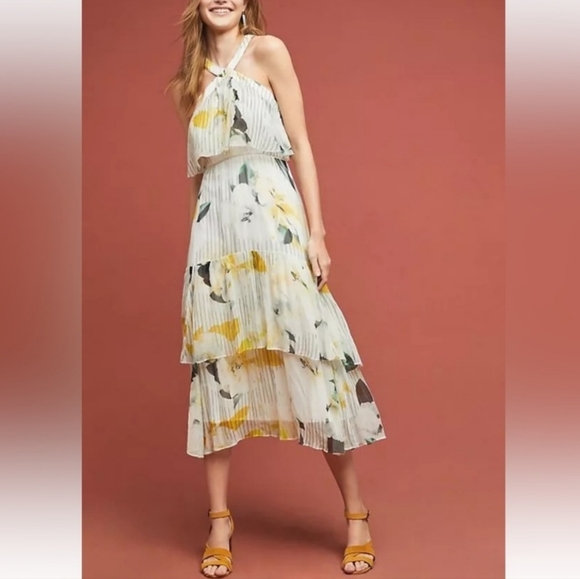 NWOT! Anthropologie Garden Party Floral White Dress - Picture 5 of 14